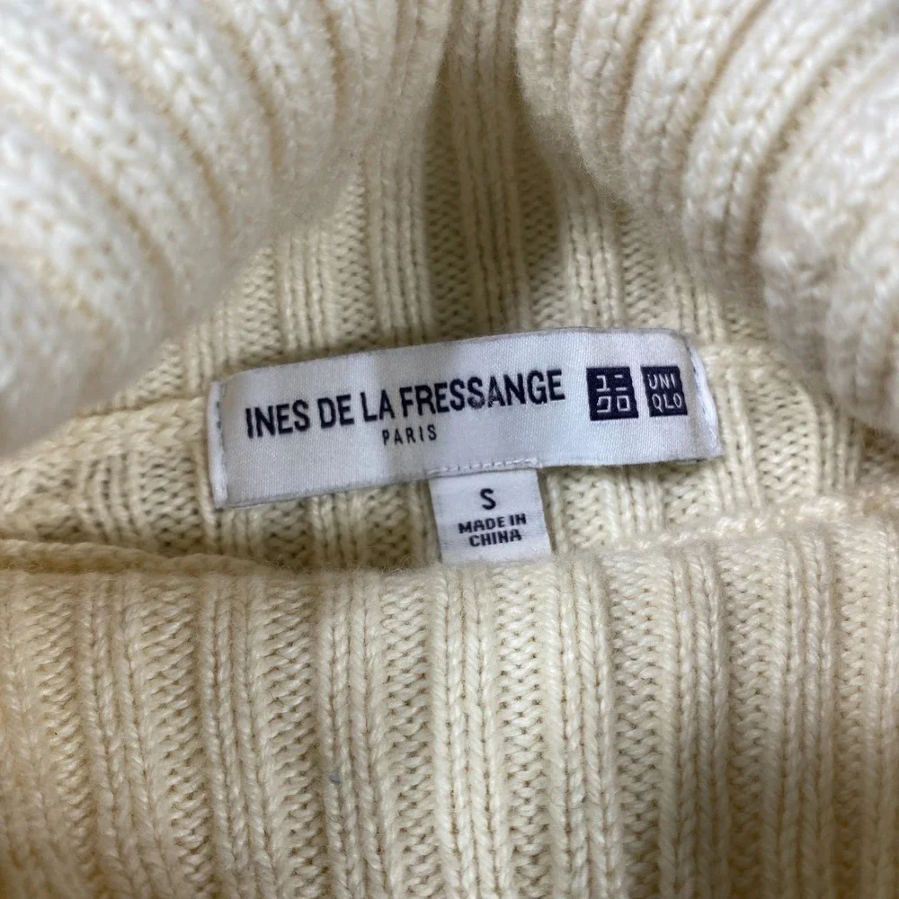 Ines De La Fressange x Uniqlo Turtleneck Sweater Women Size Small Cotton Wool